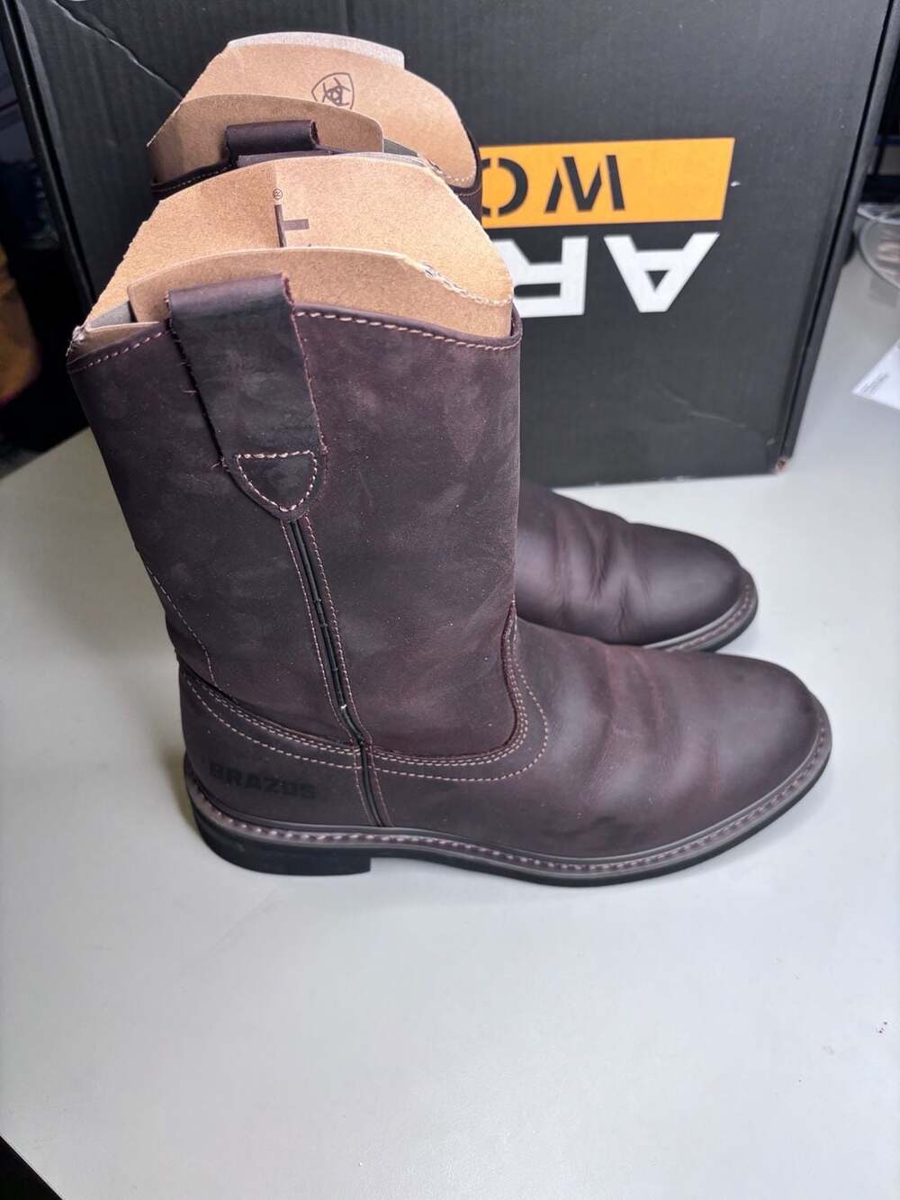 Brazos Men's Crazy Horse II Western Pull-On Work Boots size 11